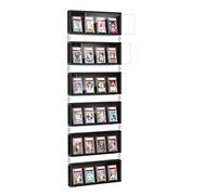 Emfogoo 6 Pack Trading Card Display Case, Wooden Card Display Frame Wall Mount, Graded Card Display with Clear View, Trading Card Case for Football & Sports Cards Collection (Black)