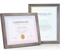Emfogoo 8.5x11 Certificate Frame 2 Pack, US Letter Rustic Wood Diploma Frame Display with Stand & HD Glass for Wall/Tabletop (Weathered Grey)