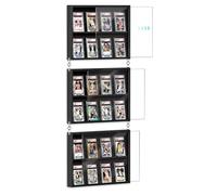 Emfogoo Collectible Card Display Frame Wall Mount, 3 Pieces Large Trading Card Display Case, Wooden Graded Sports Display Frame with Clear View, for Football Basketball Collectible Cards (Black)