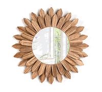 Emfogoo Decorative Wall Mirrors, Small Round Wooden Mirror, Bohemian Room Decoration, Decorative Wall Mirror for Living Rooms, Bathroom, Bedrooms, Hallway