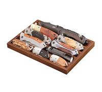 Emfogoo Knife Display Case, 1 Piece Wooden Dagger Storage Tray up to 10 Daggers, Folding Knife Collection Case Holder for Collections, Gift (Walnut)