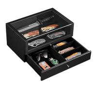 Emfogoo Knife Display Case, 2-Tier 3-Row Dagger Case, Wooden Pocket Knife Collection Case Holder for Collections Gift-Giving (Black)