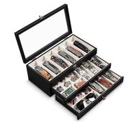 Emfogoo Knife Display Case, 3 Tier Pocket Knife Display, Wood Folding Knife Collections Storage Display Stand with a Transparent Lid for Collection, for Men's Gifts (Black)