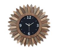Emfogoo Large Wall Clocks for Living Room, 40cm Silent Non-Ticking Wall Clock Battery Operated, Rustic Wood Boho Sunburst Wall Clock Decorations for Kitchen, Bedroom, Office, Farmhouse (Tricolor