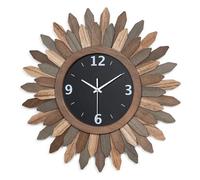 Emfogoo Large Wall Clocks for Living Room, 53cm Silent Non-Ticking Wall Clock Battery Operated, Rustic Wood Boho Sunburst Wall Clock Decorations for Kitchen, Bedroom, Office, Farmhouse (Tricolor