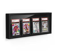 Emfogoo Trading Card Display Case, Wooden Card Display Frame Wall Mount, Graded Card Display with Clear View, Trading Card Case for Football & Sports Cards Collection (1 Pack-Black)