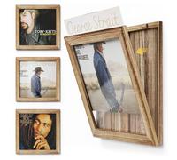 Emfogoo Vinyl Record Frame Wall Front Opening, 3-Pack Album Frames for 12x12 Inch LP Vinyl Record Cover Display (Rustic)
