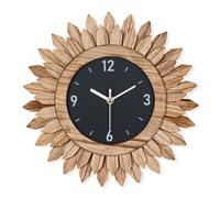 Emfogoo Wall Clocks for Living Room, 30cm Silent Non-Ticking Wall Clock Battery Operated, Rustic Wood Boho Sunburst Wall Clock Decorations for Kitchen, Bedroom, Office, Farmhouse (Rustic Brown)