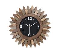 Emfogoo Wall Clocks for Living Room, 35cm Silent Non-Ticking Wall Clock Battery Operated, Rustic Wood Boho Sunburst Wall Clock Decorations for Kitchen, Bedroom, Office, Farmhouse (Tricolor