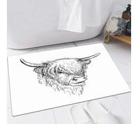 EMFSLA Bath Mat 16x24 in,beautiful Scottish rural animal - Hairy Cow Hairy Coo from Highlands,Non-Slip Bathroom Mat Machine-Washable,Ultra Soft and Water Absorbent Bath Rug for Bathroom