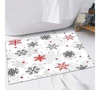 EMFSLA Bath Mat 16x24 in,Big and Small Snowflakes Christmas,Non-Slip Bathroom Mat Machine-Washable,Ultra Soft and Water Absorbent Bath Rug for Bathroom