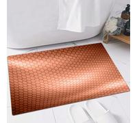 EMFSLA Bath Mat 16x24 in,copper hexagon texture,Non-Slip Bathroom Mat Machine-Washable,Ultra Soft and Water Absorbent Bath Rug for Bathroom