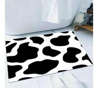 EMFSLA Bath Mat 16x24 in,Cow Print,Hide of a Cow with Black Spots Abstract and Plain Style Barnyard Life Pr,Non-Slip Bathroom Mat Machine-Washable,Ultra Soft and Water Absorbent Bath Rug for Bathroom