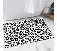 EMFSLA Bath Mat 16x24 in,leopard pattern texture repeating seamless monochrome black white snow cheetah,Non-Slip Bathroom Mat Machine-Washable,Ultra Soft and Water Absorbent Bath Rug for Bathroom