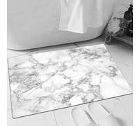 EMFSLA Bath Mat 16x24 in,Marble,Fractured Lines Stained Grunge Surface Effects Ceramic Style Back,Non-Slip Bathroom Mat Machine-Washable,Ultra Soft and Water Absorbent Bath Rug for Bathroom