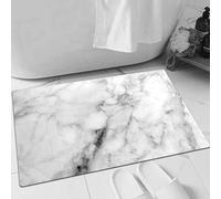 EMFSLA Bath Mat 16x24 in,Marble, marble surface pattern with cracked lines and blurred artisti stripes,Non-Slip Bathroom Mat Machine-Washable,Ultra Soft and Water Absorbent Bath Rug for Bathroom