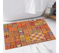 EMFSLA Bath Mat 16x24 in,Moroccans, Collection of Moroccan Geometric Style Pattern Floral Ornamental Patchw,Non-Slip Bathroom Mat Machine-Washable,Ultra Soft and Water Absorbent Bath Rug for Bathroom