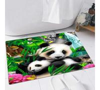 EMFSLA Bath Mat 16x24 in,Mother Panda and her baby Panda are Snuggling and eating bamboo in the morning in,Non-Slip Bathroom Mat Machine-Washable,Ultra Soft and Water Absorbent Bath Rug for Bathroom