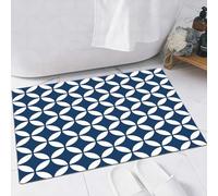 EMFSLA Bath Mat 16x24 in,Navy,Vintage Circles with Overlapping Rounds Oval Figures Old,Non-Slip Bathroom Mat Machine-Washable,Ultra Soft and Water Absorbent Bath Rug for Bathroom