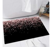 EMFSLA Bath Mat 16x24 in,Rose gold falling glitter on black background. Vector illustration,Non-Slip Bathroom Mat Machine-Washable,Ultra Soft and Water Absorbent Bath Rug for Bathroom