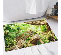 EMFSLA Bath Mat 16x24 in,Safari Set, Leopard On The Branch in exotic savanna macro tropical leaf jungle na,Non-Slip Bathroom Mat Machine-Washable,Ultra Soft and Water Absorbent Bath Rug for Bathroom