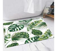 EMFSLA Bath Mat 16x24 in,seamless pattern of leaves monstera tropical trees vector background.1,Non-Slip Bathroom Mat Machine-Washable,Ultra Soft and Water Absorbent Bath Rug for Bathroom