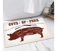 EMFSLA Bath Mat 16x24 in,Sliced bacon meat butcher diagram animal food various barbecue ...,Non-Slip Bathroom Mat Machine-Washable,Ultra Soft and Water Absorbent Bath Rug for Bathroom