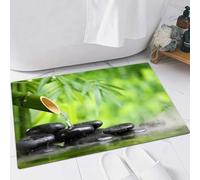 EMFSLA Bath Mat 16x24 in,Spa Still Life with Bamboo Fountain and Zen Stone in Water Painting The Picture Pr,Non-Slip Bathroom Mat Machine-Washable,Ultra Soft and Water Absorbent Bath Rug for Bathroom