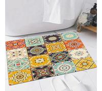 EMFSLA Bath Mat 16x24 in,Talavera pattern. Indian patchwork. Azulejos portugal. Turkish ornament. Moroccan,Non-Slip Bathroom Mat Machine-Washable,Ultra Soft and Water Absorbent Bath Rug for Bathroom