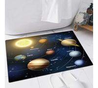 EMFSLA Bath Mat 16x24 in,The solar system has Earth, Mercury, Venus, Mars, Jupiter, Saturn, Uranus, Neptune,Non-Slip Bathroom Mat Machine-Washable,Ultra Soft and Water Absorbent Bath Rug for Bathroom