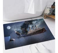 EMFSLA Bath Mat 16x24 in,the Titanic ocean liner after it struck an iceberg in 1912 off the coast of Newfou,Non-Slip Bathroom Mat Machine-Washable,Ultra Soft and Water Absorbent Bath Rug for Bathroom