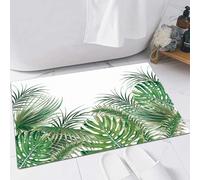 EMFSLA Bath Mat 16x24 in,Tropical palm leaves monstera leaf vector floral summer background. Botanical natu,Non-Slip Bathroom Mat Machine-Washable,Ultra Soft and Water Absorbent Bath Rug for Bathroom