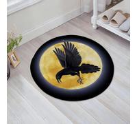 EMFSLA Bath Mat 24x24 in,Black crow flying on the background of a full moon,Non-Slip Bathroom Mat Machine-Washable,Ultra Soft and Water Absorbent Bath Rug for Bathroom