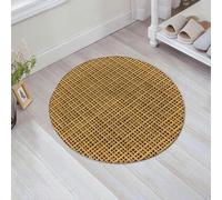 EMFSLA Bath Mat 24x24 in,Branch Rush Rattan Cane Beige Straw Rotang Wicker Bamboo Pattern Design,Non-Slip Bathroom Mat Machine-Washable,Ultra Soft and Water Absorbent Bath Rug for Bathroom