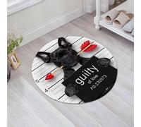 EMFSLA Bath Mat 24x24 in,bulldog dog with rose in mouth as a mugshot guilty for love,Non-Slip Bathroom Mat Machine-Washable,Ultra Soft and Water Absorbent Bath Rug for Bathroom