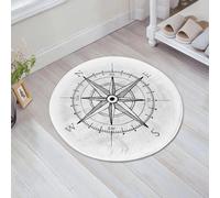 EMFSLA Bath Mat 24x24 in,Compass, Hand Drawn Compass Windrose North and South East West Instructions,Non-Slip Bathroom Mat Machine-Washable,Ultra Soft and Water Absorbent Bath Rug for Bathroom