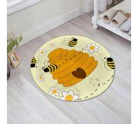EMFSLA Bath Mat 24x24 in,Cute bees and flowers surrounding their home,Non-Slip Bathroom Mat Machine-Washable,Ultra Soft and Water Absorbent Bath Rug for Bathroom