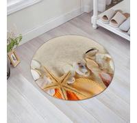 EMFSLA Bath Mat 24x24 in,Group of seashells starfishes on the sand,Non-Slip Bathroom Mat Machine-Washable,Ultra Soft and Water Absorbent Bath Rug for Bathroom