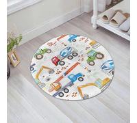 EMFSLA Bath Mat 24x24 in,kids drawn construction trucks tractor excavator crane cement mixer doodle seamles,Non-Slip Bathroom Mat Machine-Washable,Ultra Soft and Water Absorbent Bath Rug for Bathroom