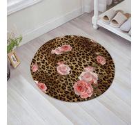 EMFSLA Bath Mat 24x24 in,Leopard Flower Cute Pink Pink Mix Wild Animal Leopard Creative Modern Art,Non-Slip Bathroom Mat Machine-Washable,Ultra Soft and Water Absorbent Bath Rug for Bathroom