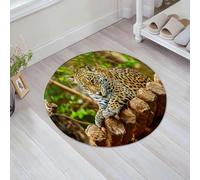 EMFSLA Bath Mat 24x24 in,Leopard on a background of branches and leaves at the zoo,Non-Slip Bathroom Mat Machine-Washable,Ultra Soft and Water Absorbent Bath Rug for Bathroom