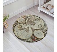 EMFSLA Bath Mat 24x24 in,Old World Globe Map Antique Ancient Historical America Africa,Non-Slip Bathroom Mat Machine-Washable,Ultra Soft and Water Absorbent Bath Rug for Bathroom