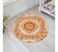 EMFSLA Bath Mat 24x24 in,Orange and Beige, Vintage Victorian Pattern, Baroque Leaves and Flowers,Non-Slip Bathroom Mat Machine-Washable,Ultra Soft and Water Absorbent Bath Rug for Bathroom