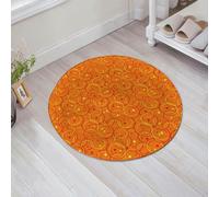 EMFSLA Bath Mat 24x24 in,orange circle,Non-Slip Bathroom Mat Machine-Washable,Ultra Soft and Water Absorbent Bath Rug for Bathroom