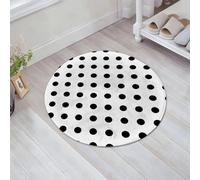 EMFSLA Bath Mat 24x24 in,Round Large Round Minimalist Modern Art Print with Nostalgic Polka Dot Pattern,Non-Slip Bathroom Mat Machine-Washable,Ultra Soft and Water Absorbent Bath Rug for Bathroom