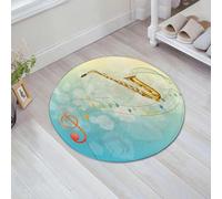 EMFSLA Bath Mat 24x24 in,saxophone and the musical symbols,Non-Slip Bathroom Mat Machine-Washable,Ultra Soft and Water Absorbent Bath Rug for Bathroom