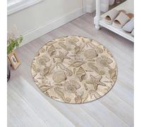 EMFSLA Bath Mat 24x24 in,Seamless pattern beige background water world. Starfish. Shell. Watercolor illustr,Non-Slip Bathroom Mat Machine-Washable,Ultra Soft and Water Absorbent Bath Rug for Bathroom