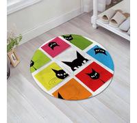 EMFSLA Bath Mat 24x24 in,Set of funny cats 10 cards for your design with place for your text,Non-Slip Bathroom Mat Machine-Washable,Ultra Soft and Water Absorbent Bath Rug for Bathroom