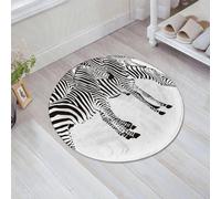 EMFSLA Bath Mat 24x24 in,Set of zebras. Collection of wild zebras in various postures. Black and white illu,Non-Slip Bathroom Mat Machine-Washable,Ultra Soft and Water Absorbent Bath Rug for Bathroom
