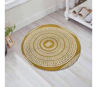 EMFSLA Bath Mat 24x24 in,set Traditional vintage golden square and round Greek ornament Meander border gree,Non-Slip Bathroom Mat Machine-Washable,Ultra Soft and Water Absorbent Bath Rug for Bathroom